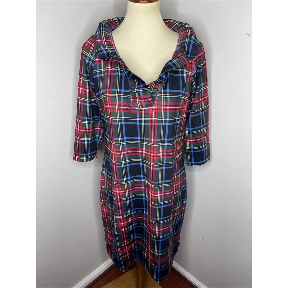 Gretchen Scott Dress Duke Of York Tartan Plaid  Ruffle Holiday Medium